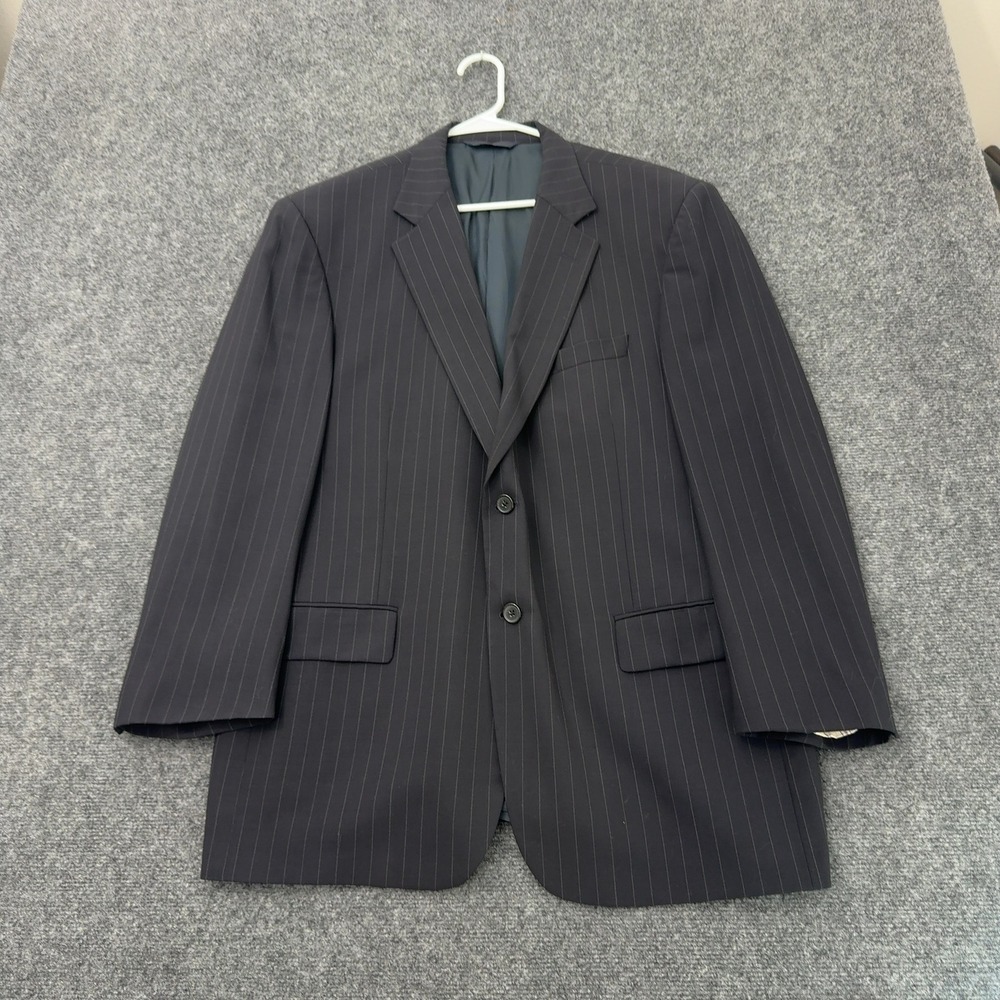 Tallia Sartoria Suit Men 44 Gray Worsted Wool Pinstripe Pleated Business Classic